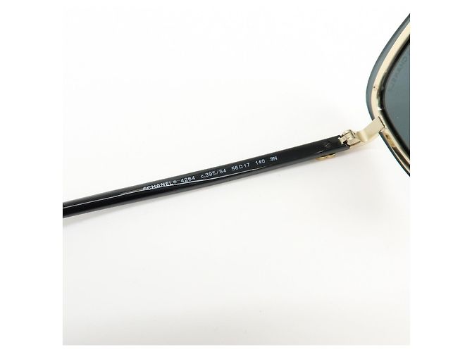 Occhiali da sole CHANEL in plastica Nero Oro 56□17 140 3N 4264 - vista 11
