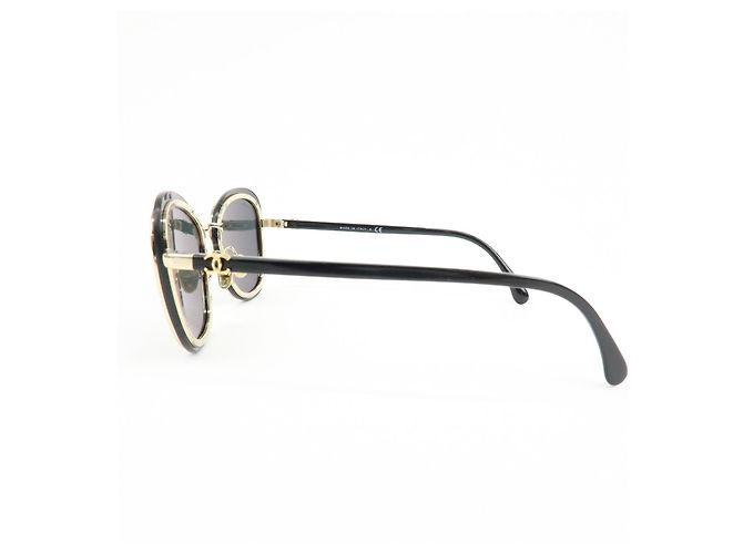Occhiali da sole CHANEL in plastica Nero Oro 56□17 140 3N 4264 - vista 4