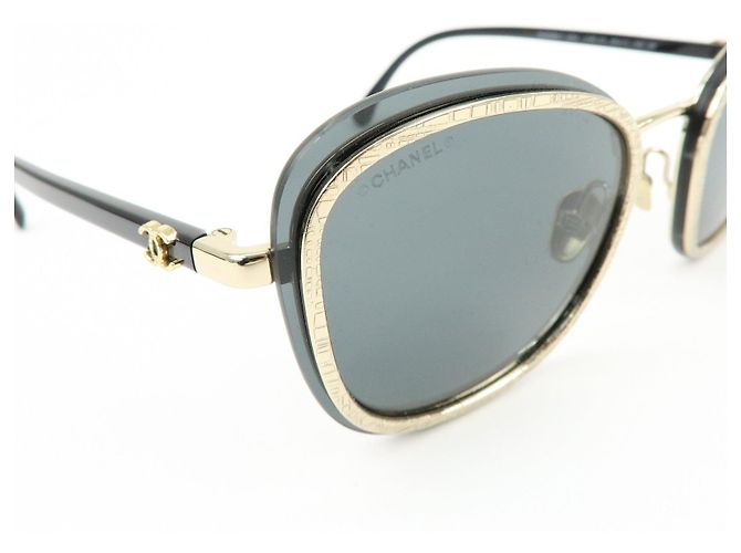 Occhiali da sole CHANEL in plastica Nero Oro 56□17 140 3N 4264 - vista 6