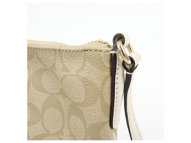 Borsa a tracolla COACH Signature PVC Leather Beige White - vista 13