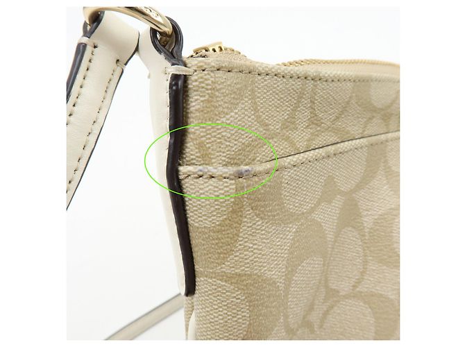 Borsa a tracolla COACH Signature PVC Leather Beige White - vista 15