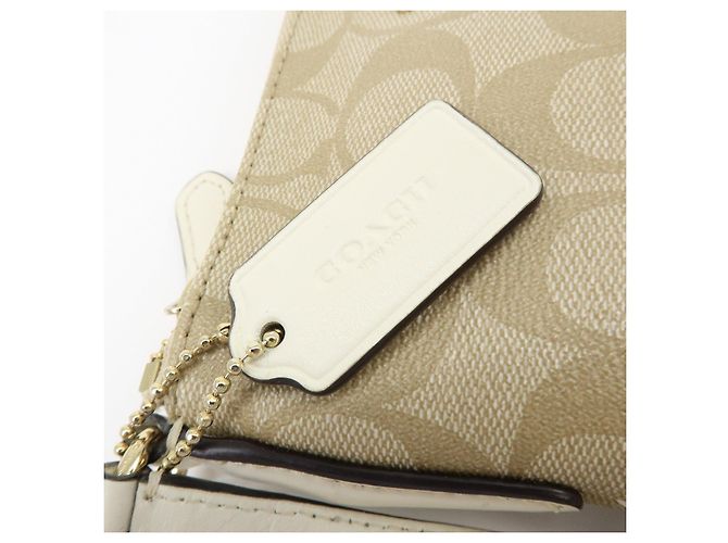Borsa a tracolla COACH Signature PVC Leather Beige White - vista 17