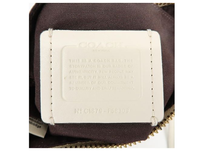 Borsa a tracolla COACH Signature PVC Leather Beige White - vista 24