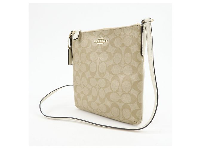 Borsa a tracolla COACH Signature PVC Leather Beige White - vista 3