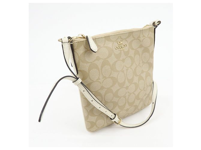 Borsa a tracolla COACH Signature PVC Leather Beige White - vista 4