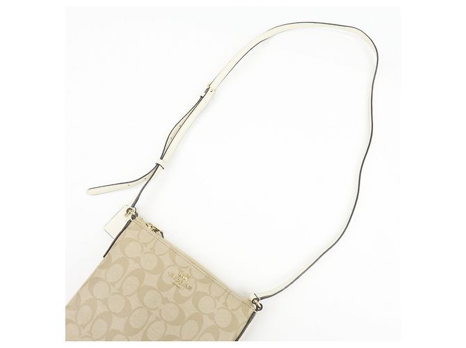 Borsa a tracolla COACH Signature PVC Leather Beige White - vista 6