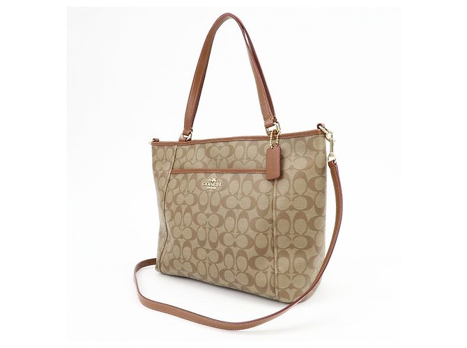 Borsa a tracolla e Tote 2Way COACH Signature PVC Leather Beige Brown - vista 3