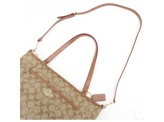 Borsa a tracolla e Tote 2Way COACH Signature PVC Leather Beige Brown - vista 6