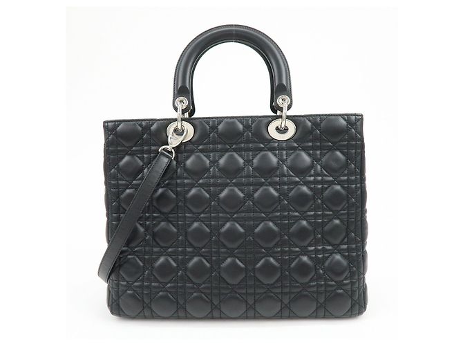 Borsa a mano 2Way Christian Dior Cannage Large in pelle d'agnello nera - vista 2