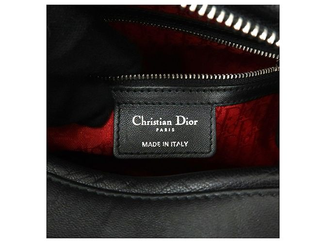Borsa a mano 2Way Christian Dior Cannage Large in pelle d'agnello nera - vista 23