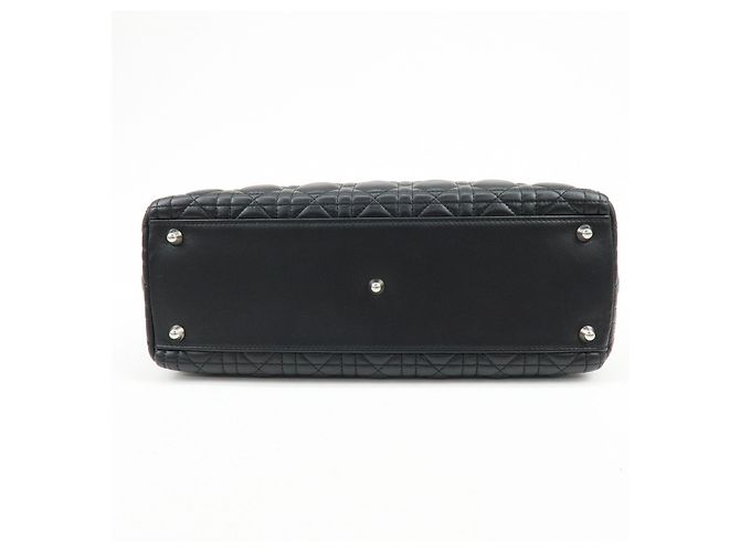 Borsa a mano 2Way Christian Dior Cannage Large in pelle d'agnello nera - vista 5