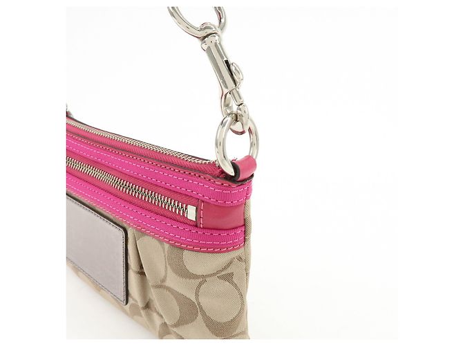 Borsa COACH Poppy Signature Nylon Leather Beige Pink - vista 11
