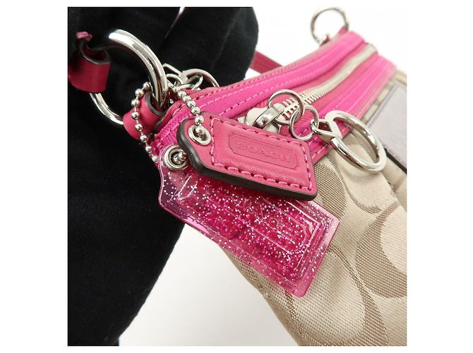 Borsa COACH Poppy Signature Nylon Leather Beige Pink - vista 14