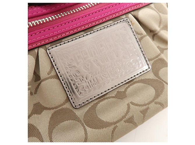 Borsa COACH Poppy Signature Nylon Leather Beige Pink - vista 17