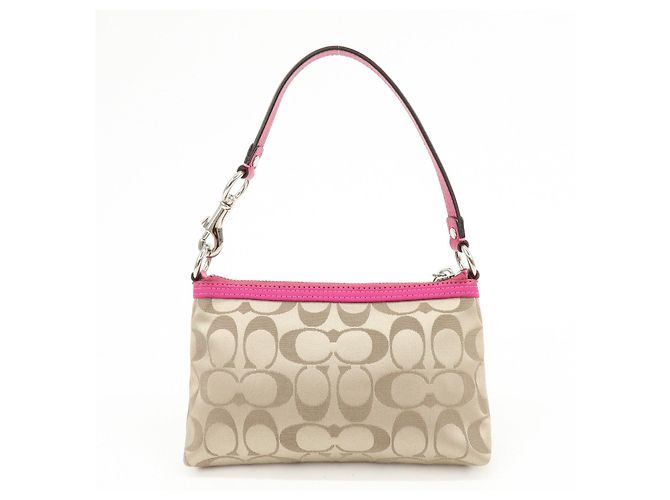 Borsa COACH Poppy Signature Nylon Leather Beige Pink - vista 2