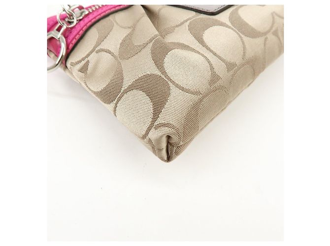 Borsa COACH Poppy Signature Nylon Leather Beige Pink - vista 7