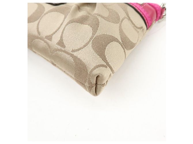 Borsa COACH Poppy Signature Nylon Leather Beige Pink - vista 8