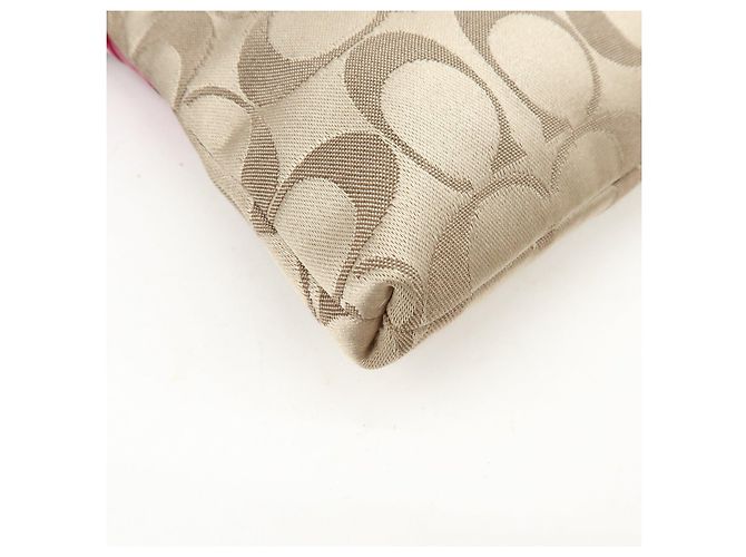 Borsa COACH Poppy Signature Nylon Leather Beige Pink - vista 9