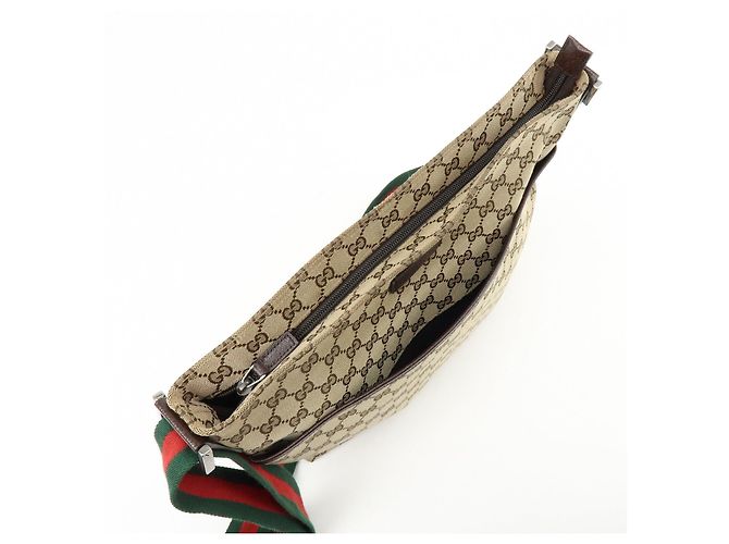 Borsa a tracolla GUCCI Sherry GG Canvas Leather Beige Brown 189751 - vista 17