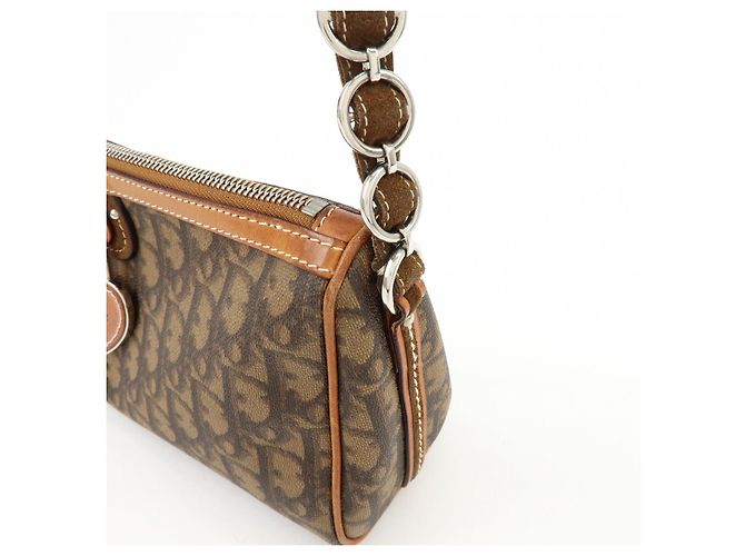 Borsa a tracolla Christian Dior Romantic Trotter in PVC e pelle Marrone - vista 14