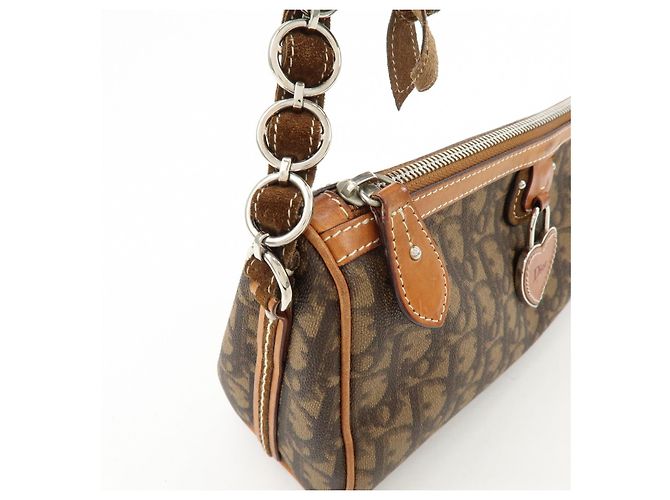 Borsa a tracolla Christian Dior Romantic Trotter in PVC e pelle Marrone - vista 15