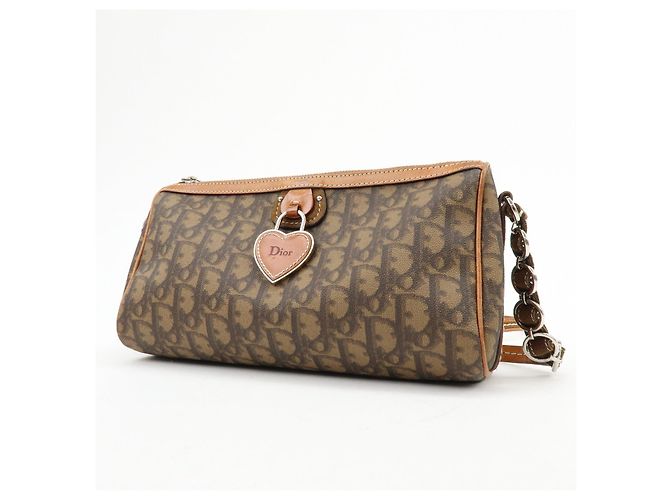 Borsa a tracolla Christian Dior Romantic Trotter in PVC e pelle Marrone - vista 3