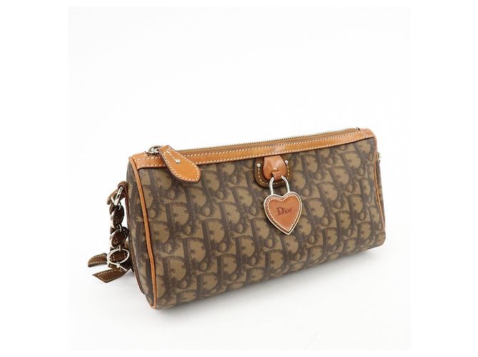Borsa a tracolla Christian Dior Romantic Trotter in PVC e pelle Marrone - vista 4
