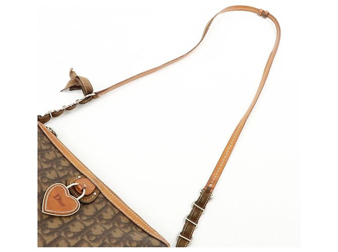 Borsa a tracolla Christian Dior Romantic Trotter in PVC e pelle Marrone - vista 6