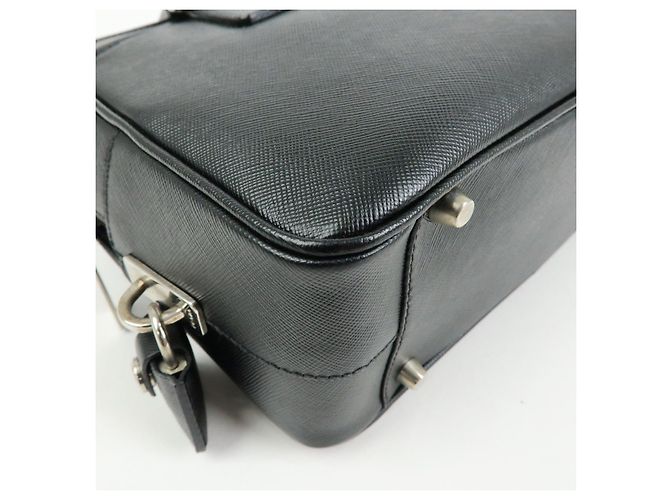 Borsa a mano Boston PRADA in pelle Saffiano con logo a triangolo Nero - vista 10