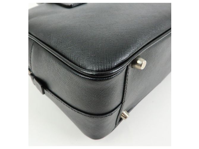 Borsa a mano Boston PRADA in pelle Saffiano con logo a triangolo Nero - vista 12