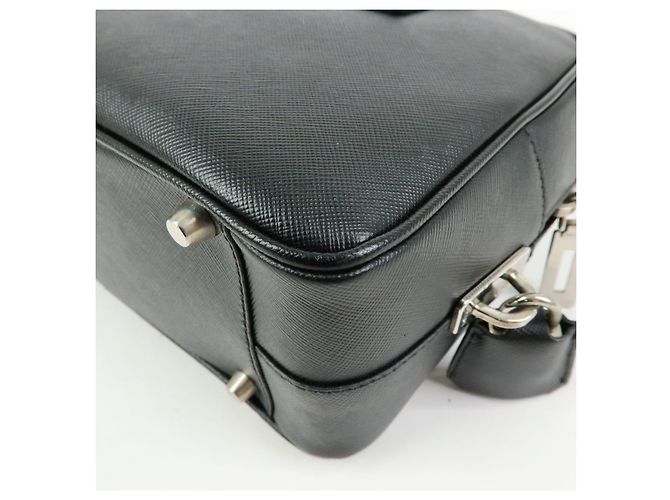 Borsa a mano Boston PRADA in pelle Saffiano con logo a triangolo Nero - vista 13