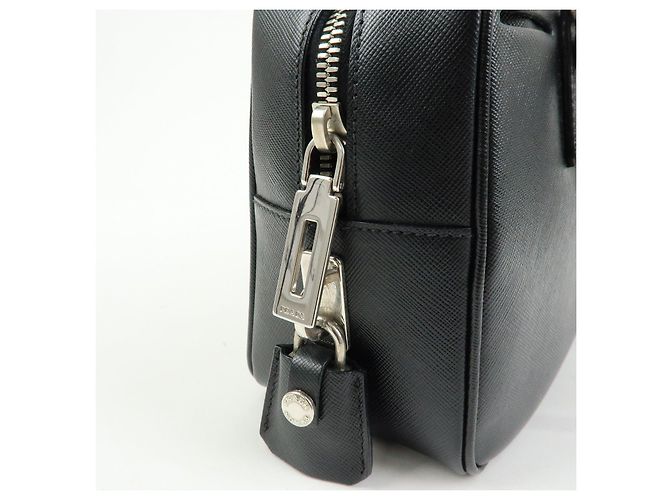 Borsa a mano Boston PRADA in pelle Saffiano con logo a triangolo Nero - vista 14