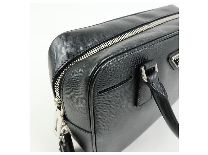 Borsa a mano Boston PRADA in pelle Saffiano con logo a triangolo Nero - vista 15