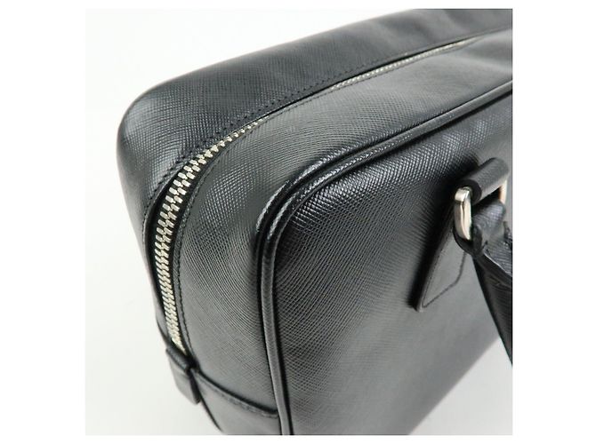 Borsa a mano Boston PRADA in pelle Saffiano con logo a triangolo Nero - vista 17