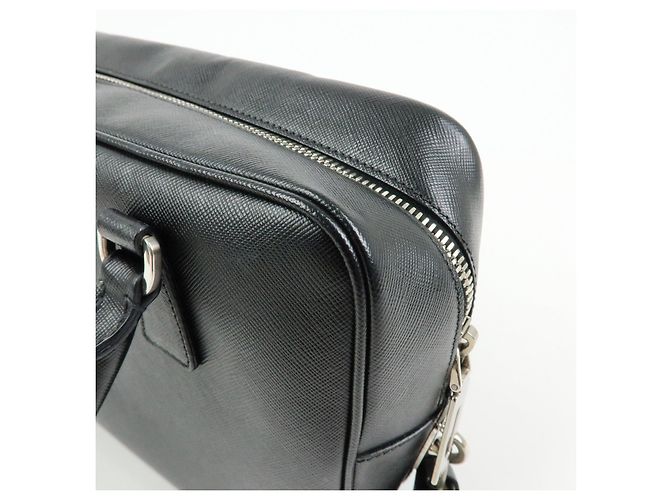 Borsa a mano Boston PRADA in pelle Saffiano con logo a triangolo Nero - vista 18