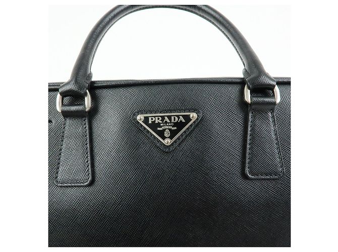 Borsa a mano Boston PRADA in pelle Saffiano con logo a triangolo Nero - vista 19