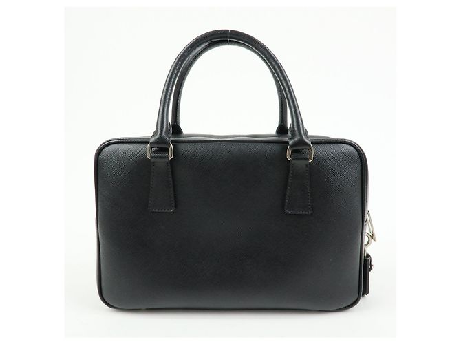 Borsa a mano Boston PRADA in pelle Saffiano con logo a triangolo Nero - vista 2
