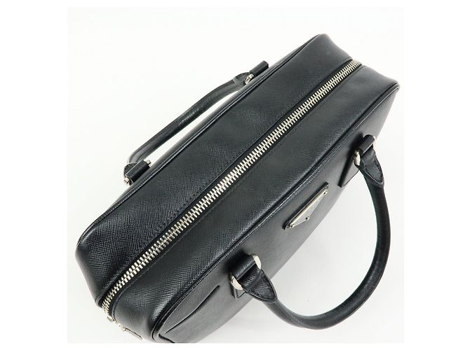 Borsa a mano Boston PRADA in pelle Saffiano con logo a triangolo Nero - vista 20