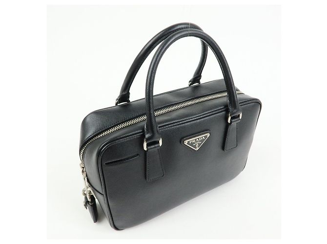 Borsa a mano Boston PRADA in pelle Saffiano con logo a triangolo Nero - vista 4