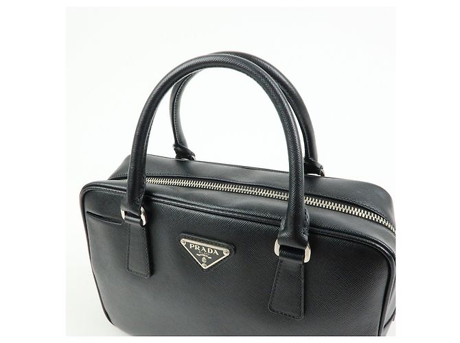 Borsa a mano Boston PRADA in pelle Saffiano con logo a triangolo Nero - vista 6