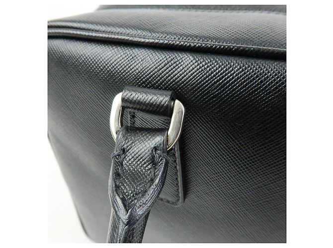Borsa a mano Boston PRADA in pelle Saffiano con logo a triangolo Nero - vista 9