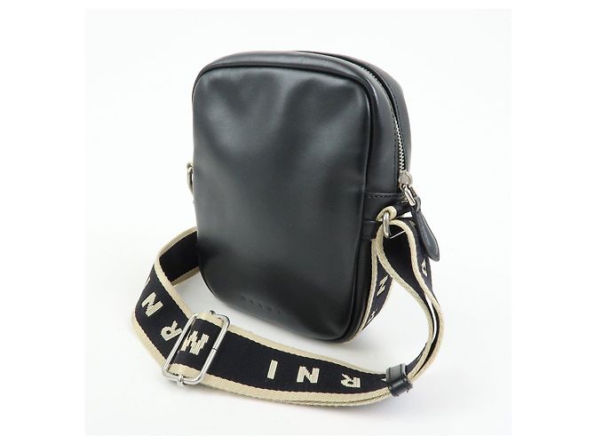 Borsa a tracolla in pelle MARNI BEY Logo Nera - vista 3