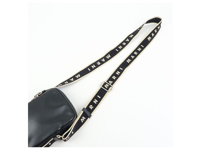 Borsa a tracolla in pelle MARNI BEY Logo Nera - vista 6