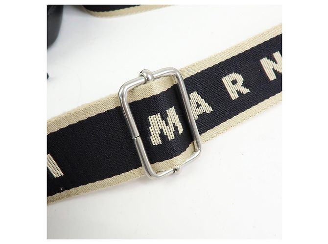 Borsa a tracolla in pelle MARNI BEY Logo Nera - vista 9