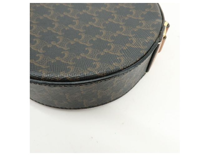 Céline CELINE Triomphe Borsa a spalla rotonda in PVC e pelle Borsa rotonda Marrone - vista 10