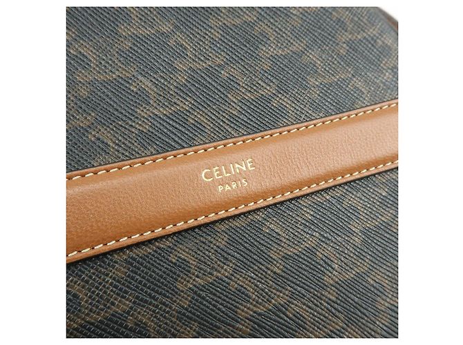 Céline CELINE Triomphe Borsa a spalla rotonda in PVC e pelle Borsa rotonda Marrone - vista 13