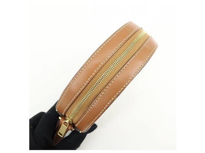 Céline CELINE Triomphe Borsa a spalla rotonda in PVC e pelle Borsa rotonda Marrone - vista 14