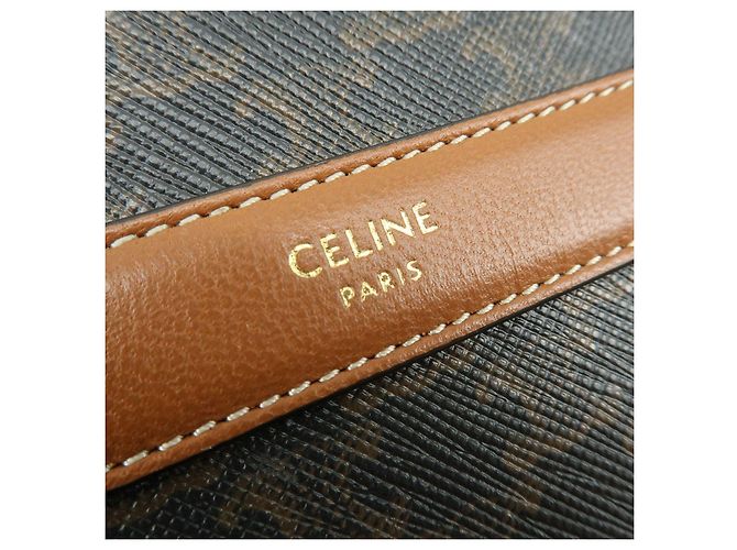 Céline CELINE Triomphe Borsa a spalla rotonda in PVC e pelle Borsa rotonda Marrone - vista 19