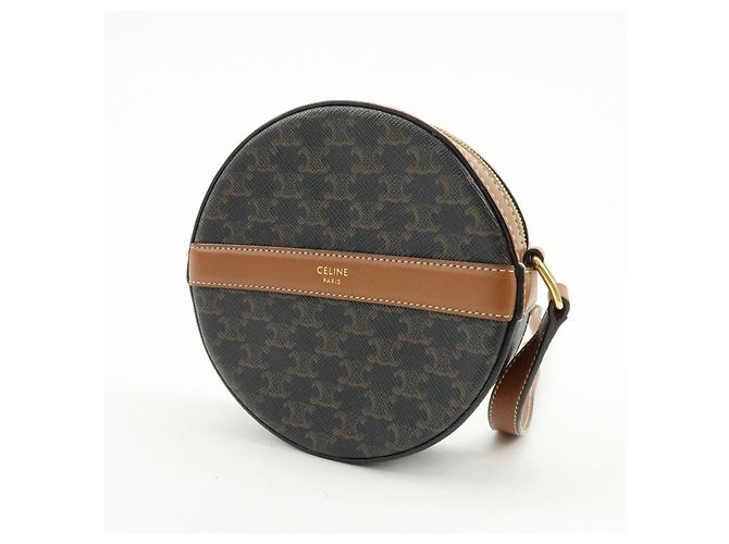 Céline CELINE Triomphe Borsa a spalla rotonda in PVC e pelle Borsa rotonda Marrone - vista 3