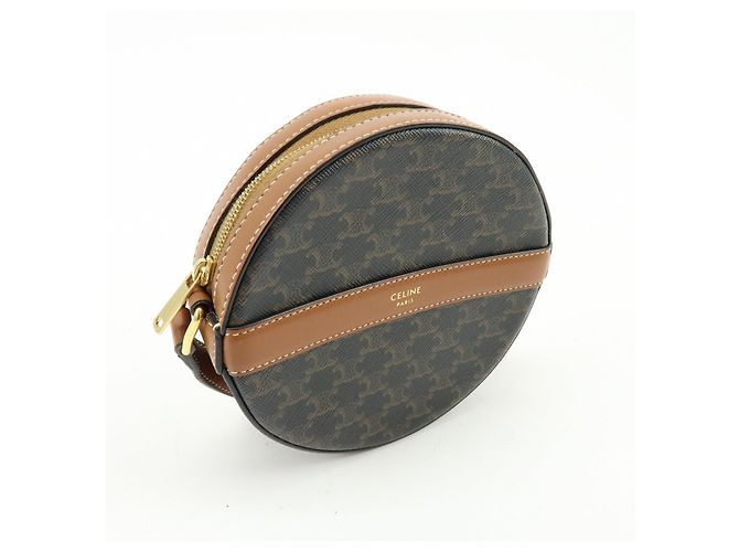 Céline CELINE Triomphe Borsa a spalla rotonda in PVC e pelle Borsa rotonda Marrone - vista 4